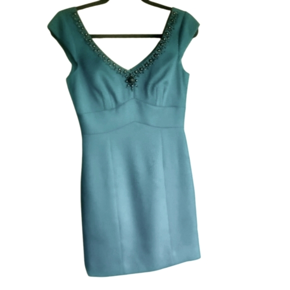 Tahari Teal Green Cocktail Dress Size 2 - Picture 1 of 8